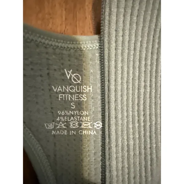 Vanquish Fitness Womens Ribbed Seamless Unitard Sage Green Back Cutout‎ Romper S - Image 4