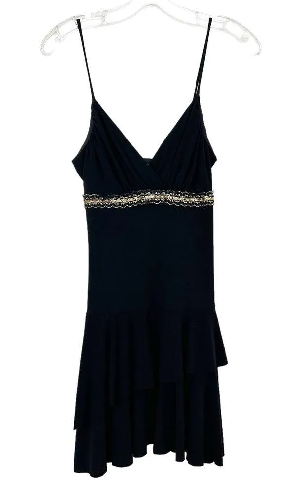 Vintage Y2K Taboo Black Gold Mini Dress Sz M - Image 7