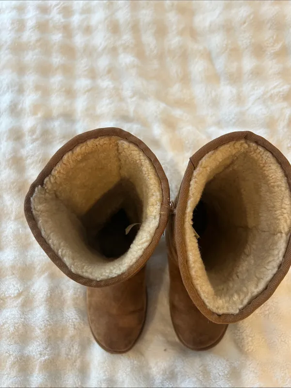 UGG Tall Shearling-Lined Suede Boots in Chestnut - Image 4