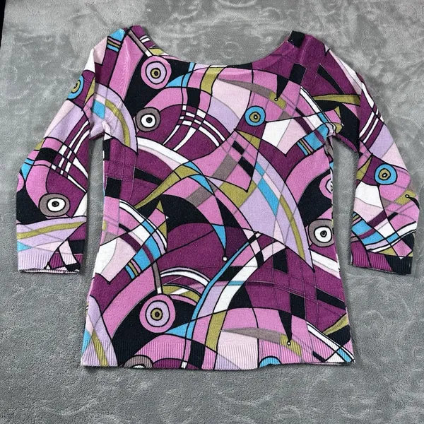 Pierre Cardin Colorful Retro Artsy Sweater Womens Medium Y2K Festival 90s VTG - Image 6