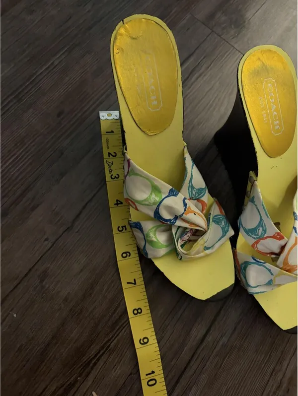VTG Coach Y2K Wooden Wedge Sandals Sz 4 Hand Painted - Image 5