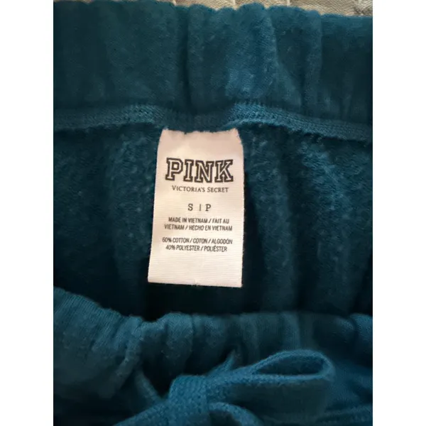 Victoria's Secret PINK Y2K Sweatpants Small Blue Logo Dog Raw Hem - Image 4