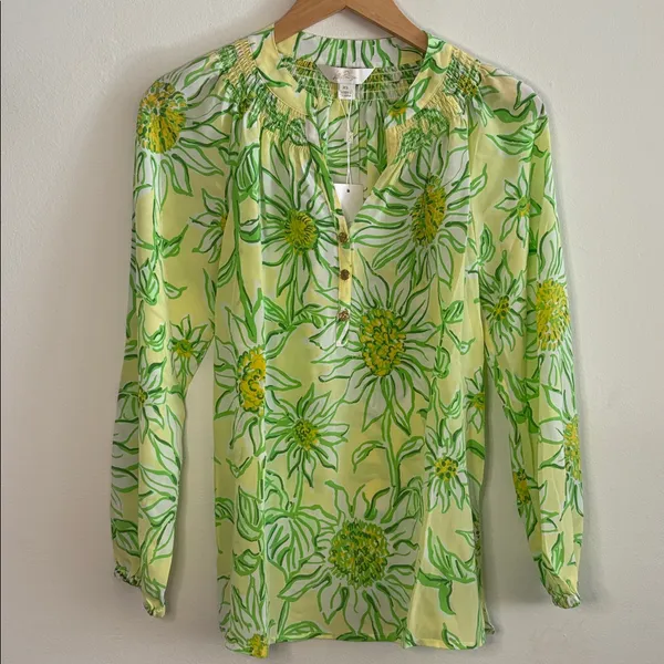 New Lilly Pulitzer Elsa Top Long Sleeve Top Limoncello Sunbelievable Women's XS - Image 3
