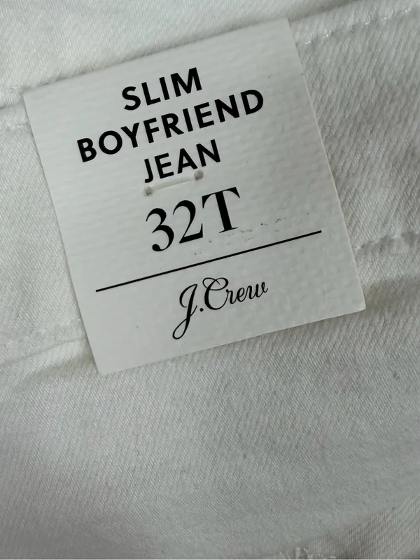 NWT J.Crew Slim Boyfriend Jeans Womens 32 Tall White All Day Stretch BF535 - Image 7
