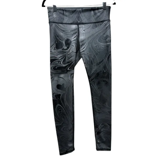 Alo Yoga Leggings Airbrush Women Sz S Gray Marble Athletic Gym Workout Ankle - Image 2