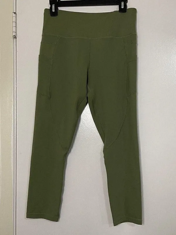 ZYIA ACTIVE high waist light and tight cropped green leggings side pocket large - Image 2