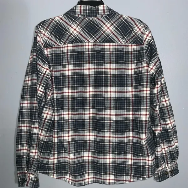 Carhartt Gray Red & White Mid Weight Flannel Button Front Long Sleeve Shirt XL - Image 5
