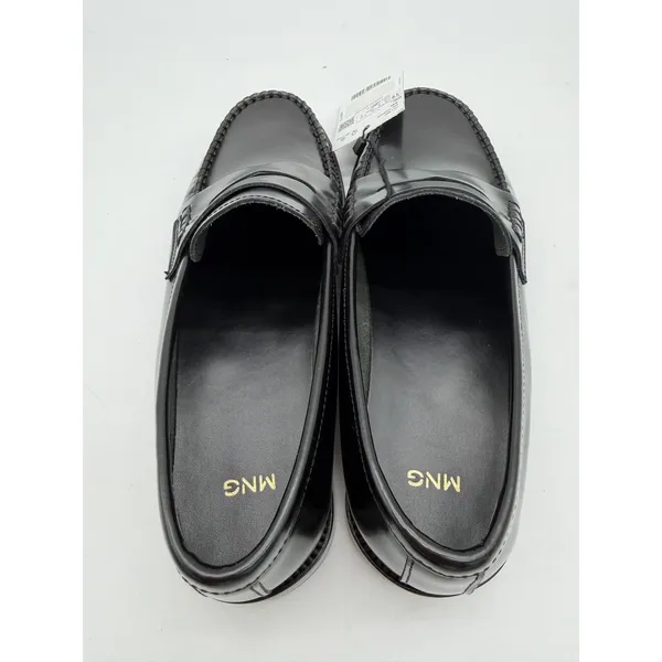 MNG Mango Luisa 100% Black Leather Preppy Penny Loafers Minimalist EU 39 US 8.5 - Image 7