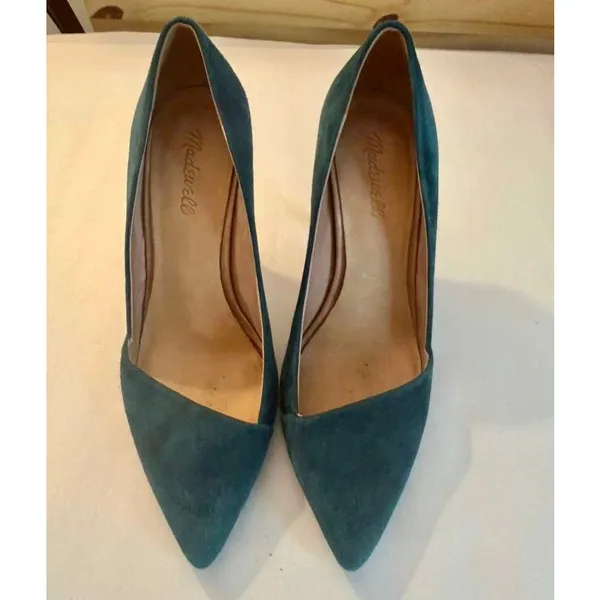 Madewell The Mira‎ Suede Point Toe 4" Heels in Green Size 10 - Image 2
