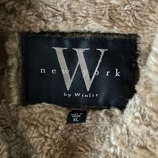 Vintage Leather Jacket Genuine Leather Brown Faux Fur Trim Belted Size XL - Image 6
