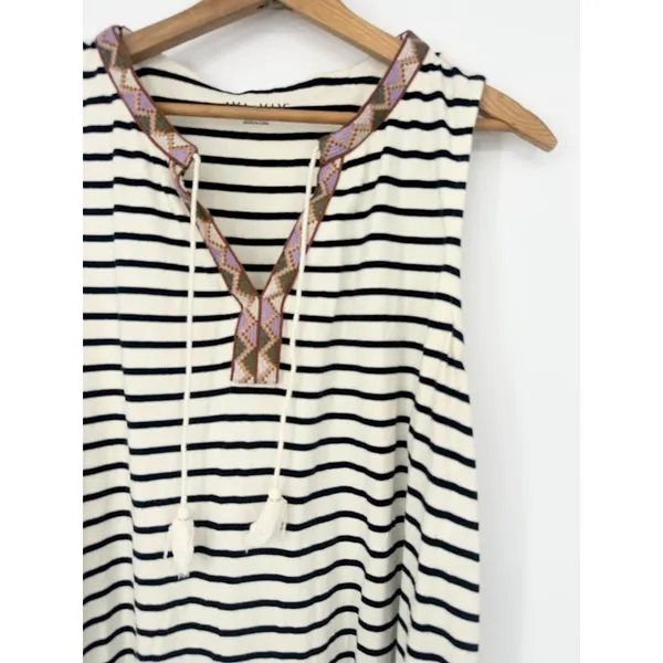 Ava & Viv Knit Midi Dress Black Striped Tassels Stretch Size 2X Boho‎ Casual - Image 2