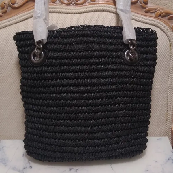 Kurt Geiger Brixton Small Raffia Black Tote - Image 6