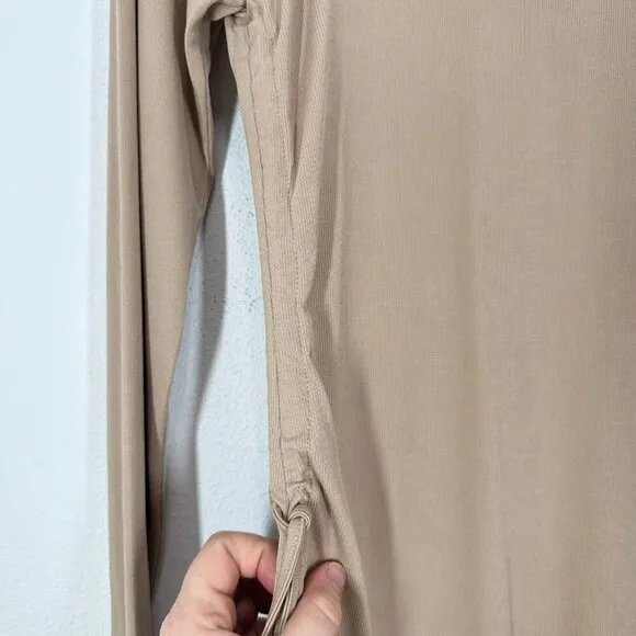 Vero Moda Phine Long Sleeve Rib Jersey Dress Light Brown‎ Comfort Casual Travel - Image 4