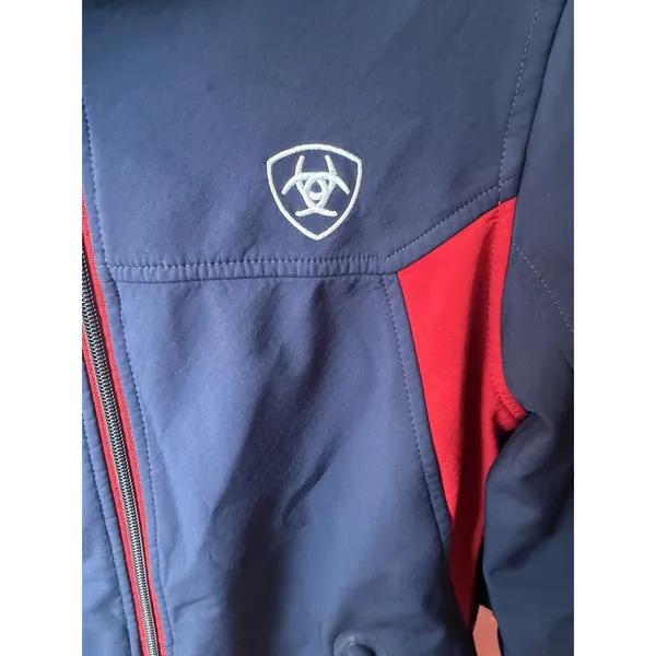 Ariat Team Women's Size XS Jacket Blue‎ & Red Softshell Full-Zip Ariat Spell Out - Image 6