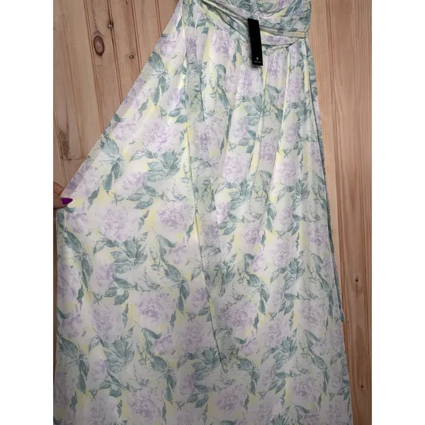 NWT Lulus Effortlessly Abloom Green Multi Floral Ruched Halter Maxi Dress Size L - Image 6
