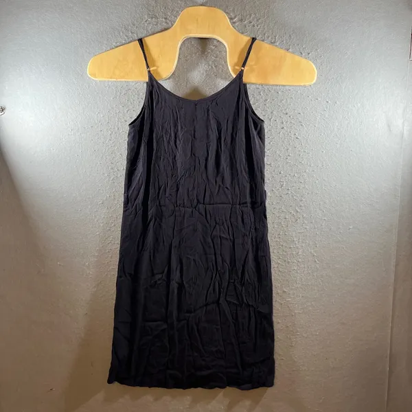 1299 | Bishop + Young Rayon Button Front Mini‎ Dress Black Womens XS - Image 2