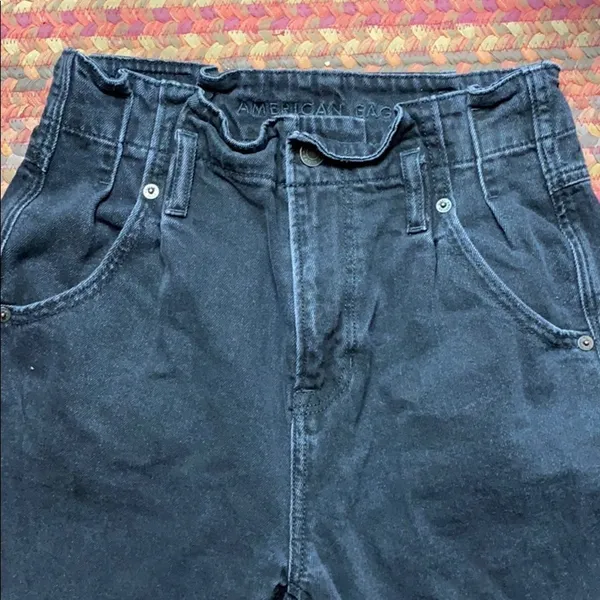 American Eagle Paper Bag Waist Black Denim Skinny Jeans - Image 2