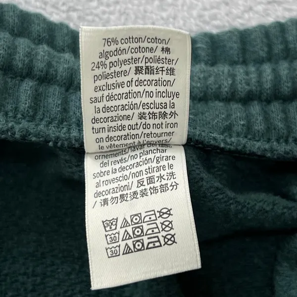 PINK Victoria's Secret Campus Fleece Shorts Medium Green Varsity Crest Raw Hem - Image 7