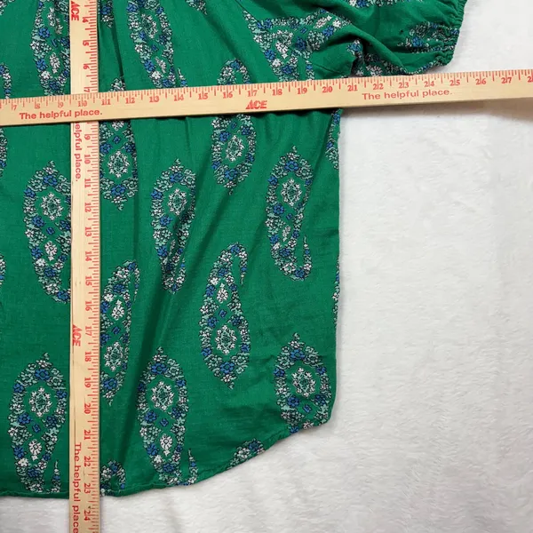 Knox Rose‎ S Green Paisley Peasant Top Boho Floral Puff Sleeve Cottagecore - Image 5