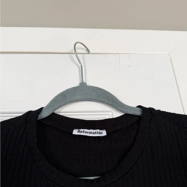 Reformation Black Ribbed Long Sleeve Sweater Closet Staple Basic Winter Layering - Image 2