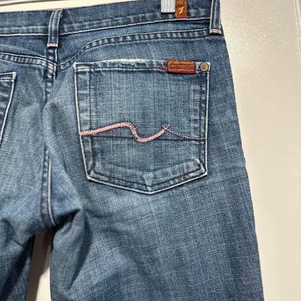 VTG Y2K 7 For All Mankind Sz: 28 Flare Jeans Indigo Low Rise Stretch USA. - Image 14