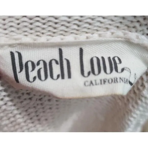 Peach Love Sweater Womens Size Small‎ Cream Brown Tie Dye Distressed Pocket Boho - Image 5