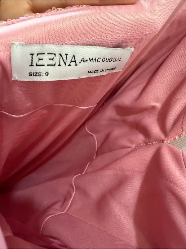 IEENA by MAC DUGGAL Sequined Draped V Neck Gown size 8 - Image 5