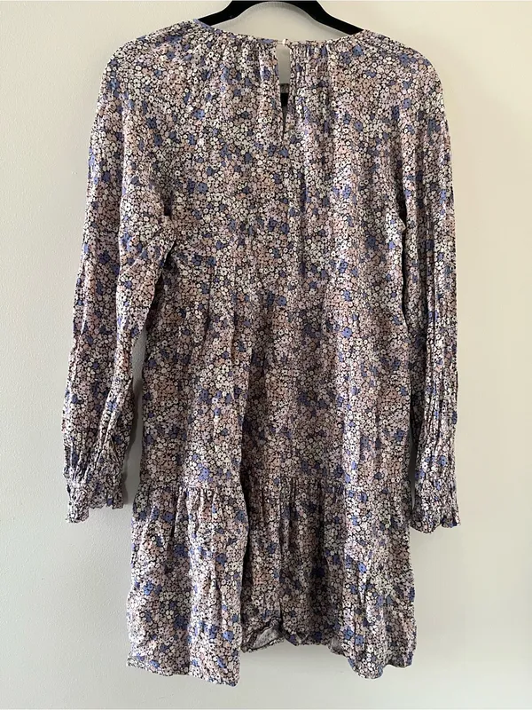 Universal Thread Pink Ditsy Floral Peasant Long Sleeve Mini Dress XS Cottagecore - Image 6