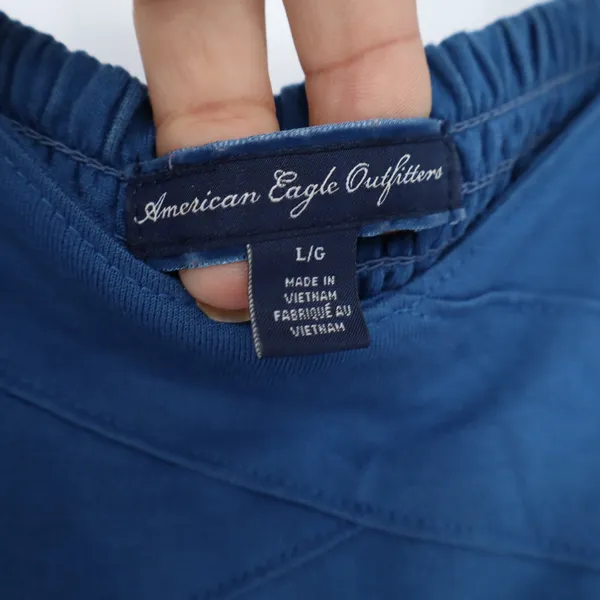 American Eagle Outfitters Blue Smocked Back Cami Mini Dress V-Neck Large - Image 2