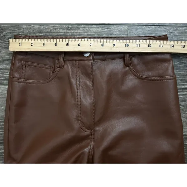 Aritzia Wilfred Melina Faux Leather Cognac Pants Size 4 - Image 4