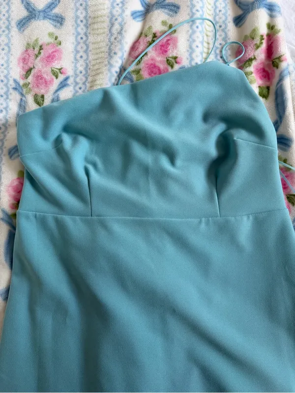 Abercrombie & Fitch Baby Blue One-Shoulder Mini Dress - Image 4