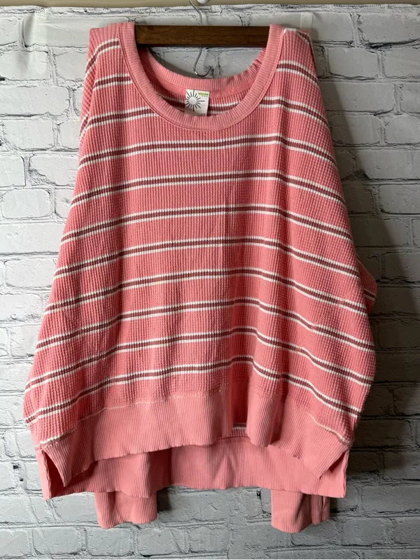 Offline by aerie oversized Striped Pink Waffle Knit Sweater size large - Image 2