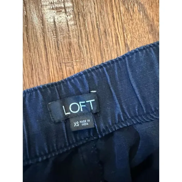 Loft navy fringe straight leg pant size xs - Image 4