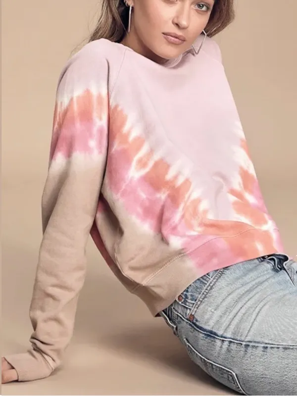 EUC DAYDREAMER Varsity Mauve Multi Tie-Dye Pullover Sweatshirt Size Small - Image 2