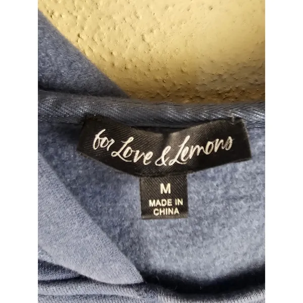 For Love & Lemons Womens Slate Blue Josie Cropped Hoodie Medium - Image 3
