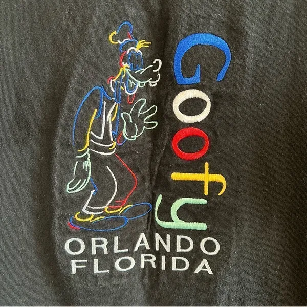 ✨ Disney‎ Black Embroidered Goofy Orlando Florida Shirt Large - Image 3