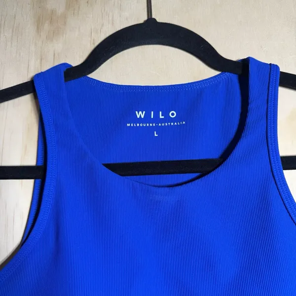 WILO Active Sports Bra Womens Large Blue Colorblock‎ Athletic Yoga Gym - Image 2