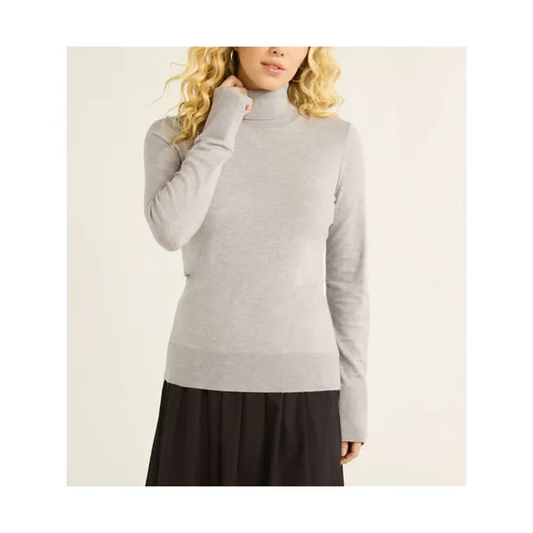 Free Assembly Womens Sweater Size L Heather Grey Ribbed Turtleneck Knit Classic - Image 3