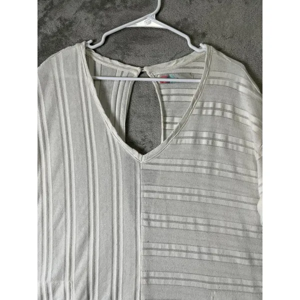 FP Beach XL Ivory Striped Knit Romper Coastal Boho Lounge Casual Summer Cover Up - Image 2