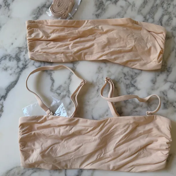 New Quince Second Skin Bandeau Bralette Beige Nude 2-pack Sz S - Image 2