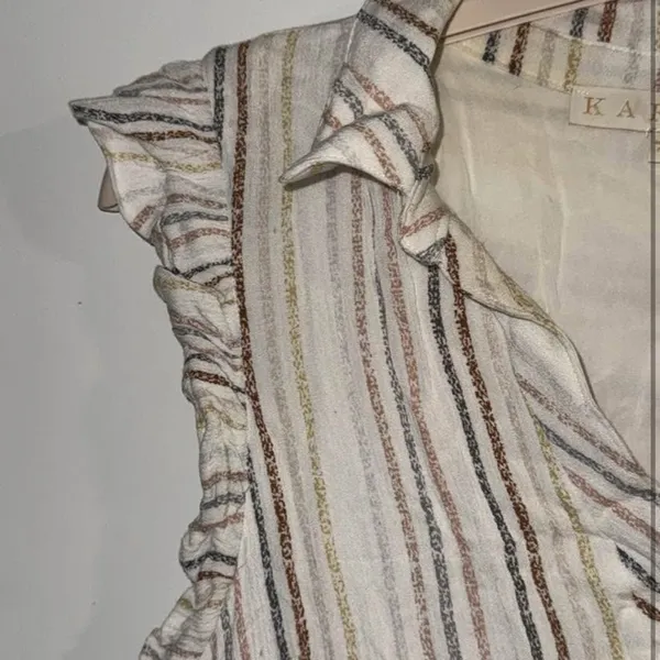 Karlie Cream and Brown Striped Ruffle Dress - Image 3
