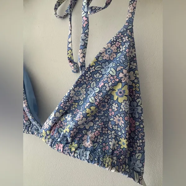 Frankie's Bikinis Tia Blue‎ Floral Triangle Bikini Top - Image 2