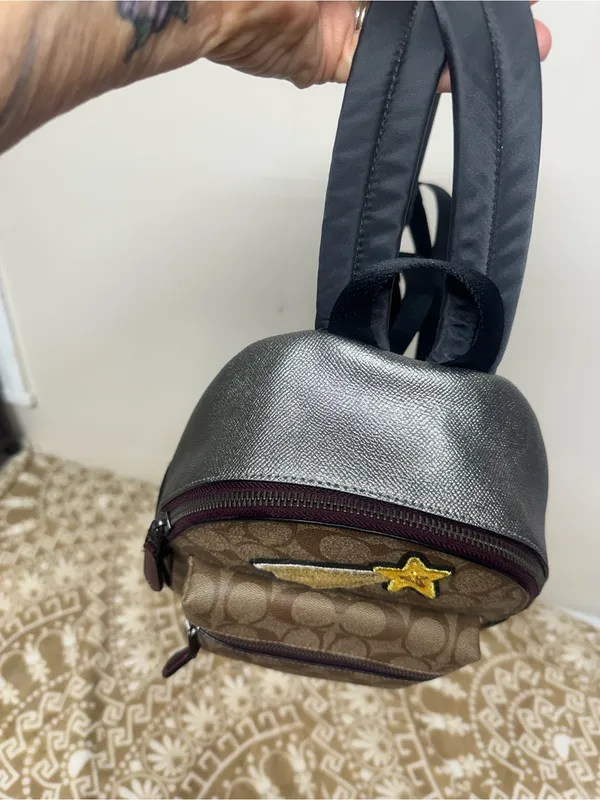 Coach Shooting start Brown Signature Canvas Leather Mini Backpack - Image 5