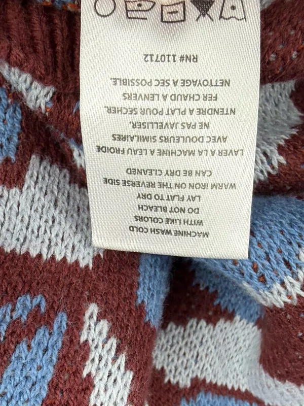 Driftwood Floral Jacquard Cropped Crewneck Sweater Rust Blue L NWT - Image 8