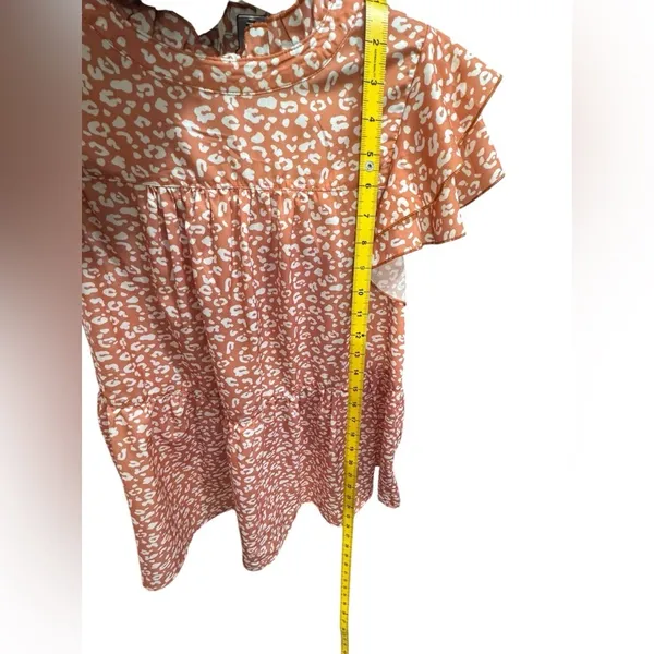 Jodifl Ruffle Sleeve Top burnt orange and white print wt55 - Image 4