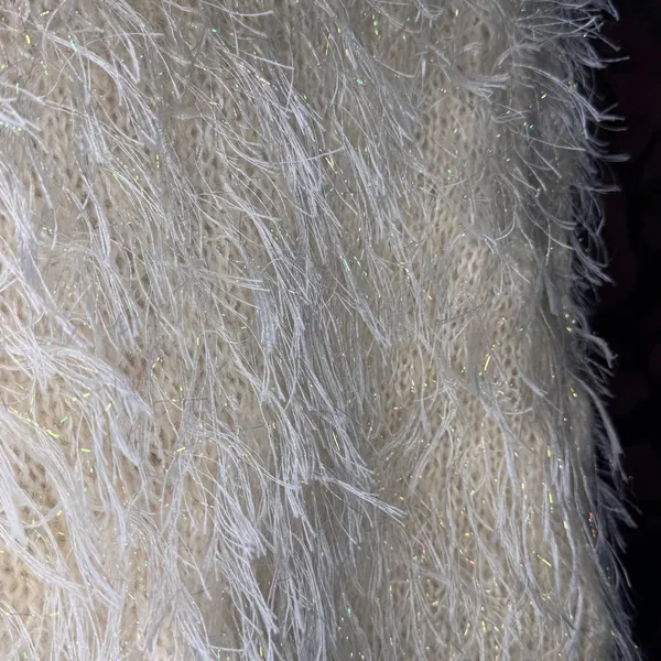 Fluffy, Sparkly, Vintage Cream Mohair Knit Sweater - Image 4
