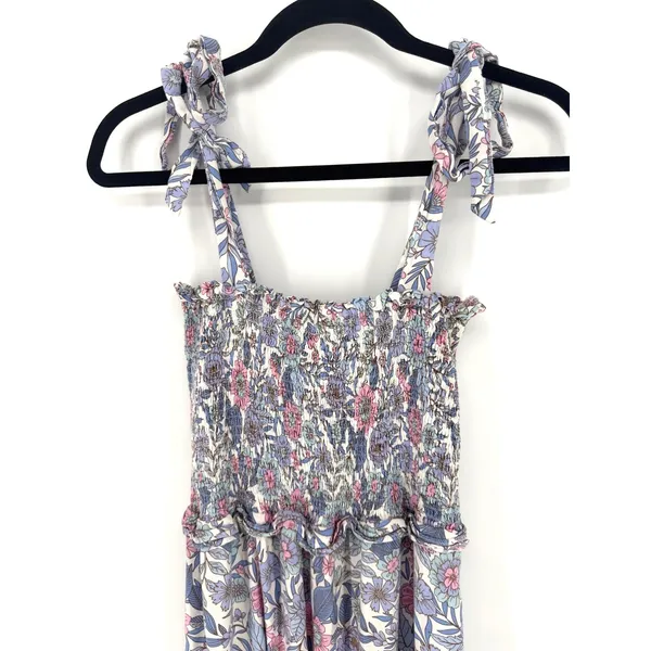 Petal + Pup Maxi Dress Floral Smocked Tiered 2 Blue Pink Boho Cottagecore - Image 2
