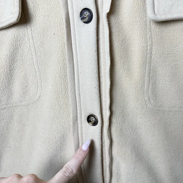 BiBi Fleece Buttoned Down Oversized Shirt Jacket Tan Fall Winter Women’s Size XL - Image 11
