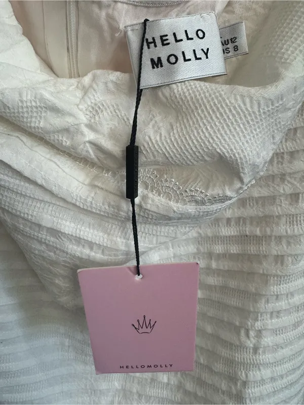 Hello Molly White St.Cloud Smocked Mini Dress Size 8 - Image 4