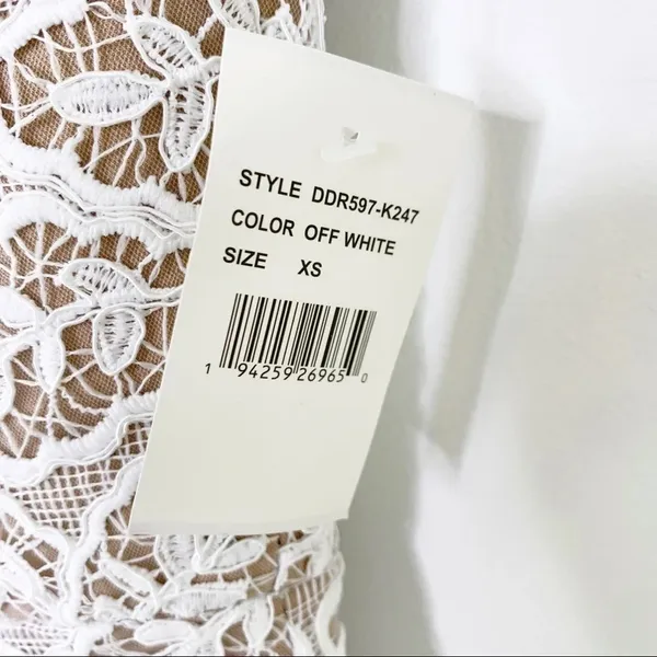 NWT DRESS THE POPULATION Tegan Lace Midi Dress White Size XS - Image 10